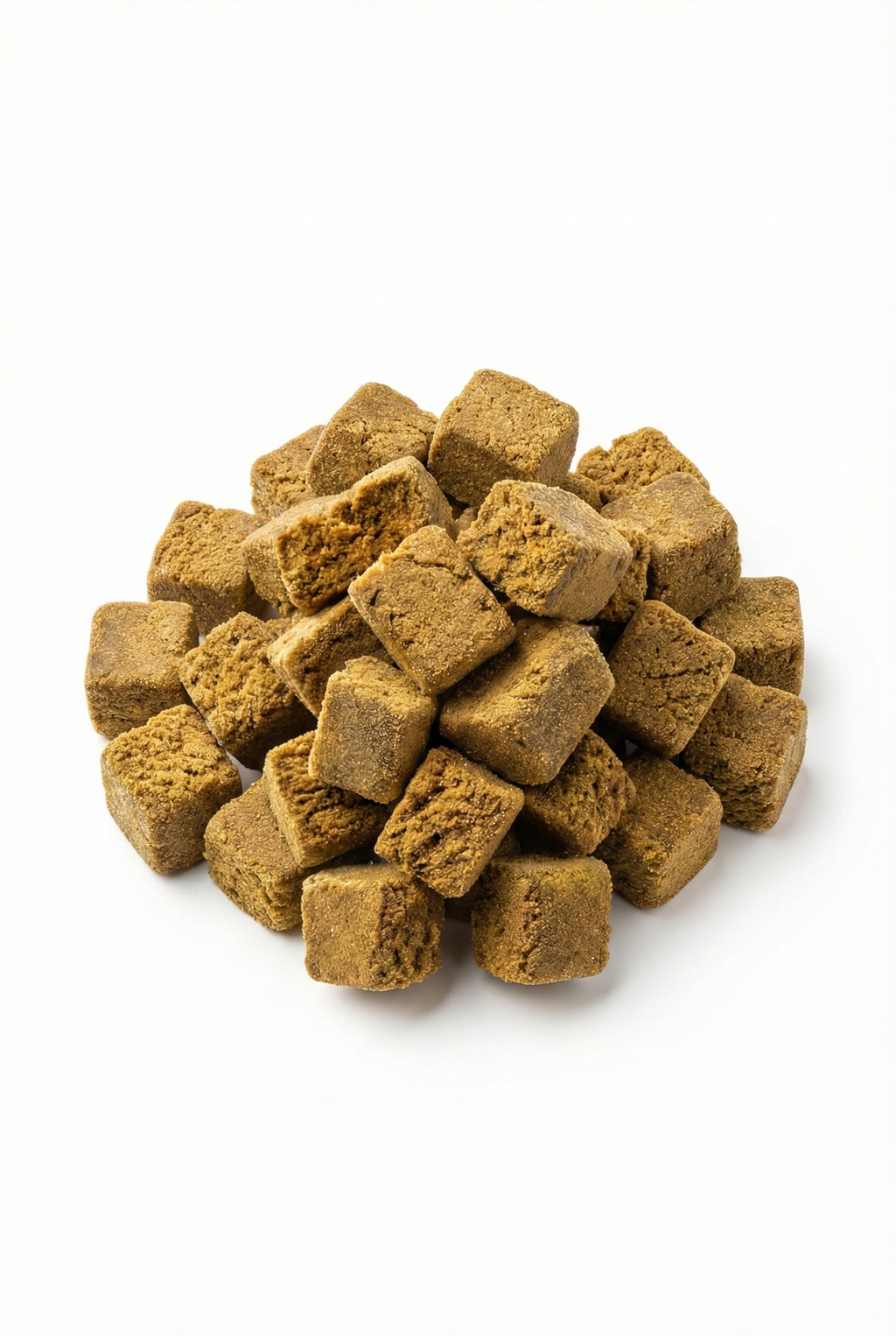 Tas de cubes de résine Frostbite Gold à la texture friable et à la couleur jaune doré type pollen.